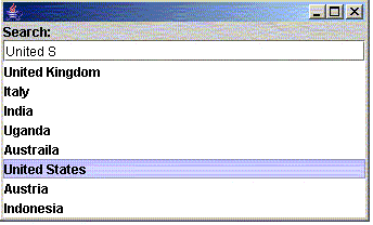 Figure 2. Searchable List Box With 