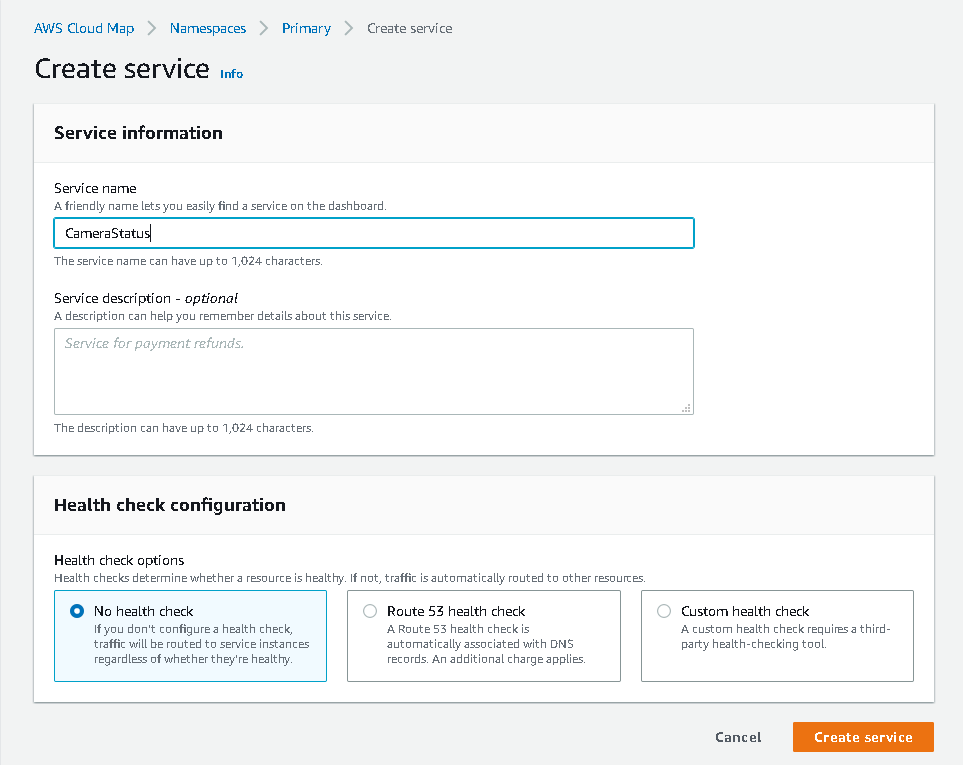 Figure 16. AWS Create Service