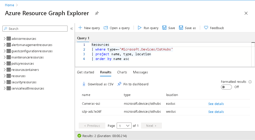 Figure 18. Azure Resource Graph Explorer