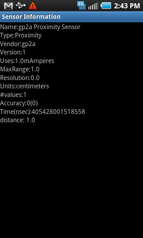 Android Sensors Proximity