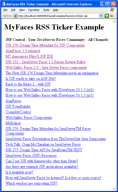 MyFaces RSS Ticker