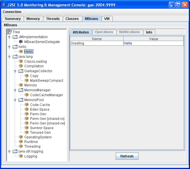 JConsole Main Screen