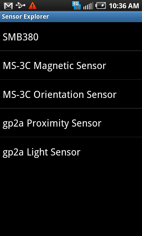Android Sensors Explorer