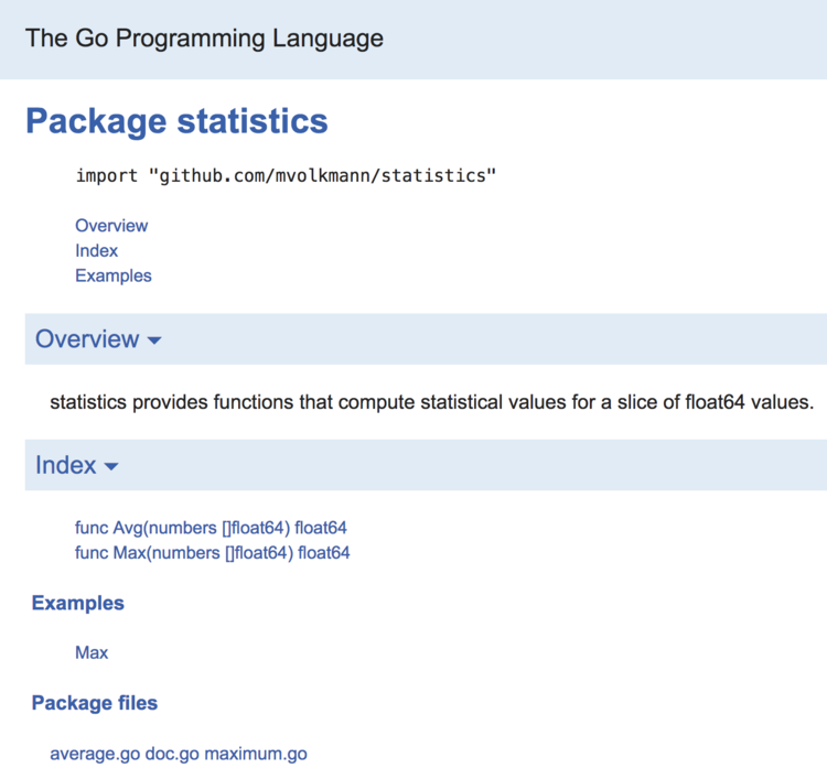 Go Statistics Package Doc