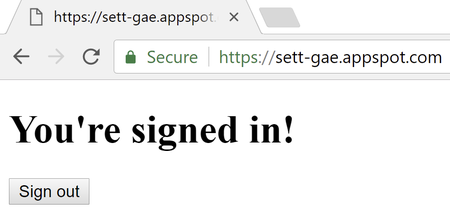 When sign-in is successful this page is displayed.